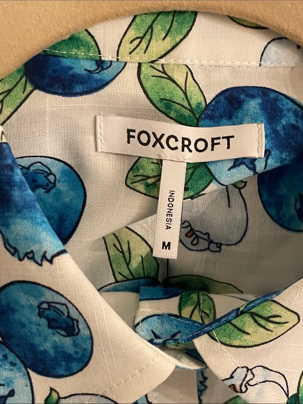 Foxcroft No-Iron Hampton Blue Berry-Print Blouse - Medium - Picture 6 of 7